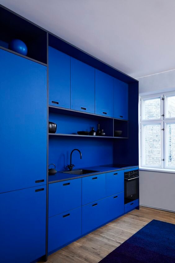 Синяя кухня — морской стиль в современном интерьере + 82 фото