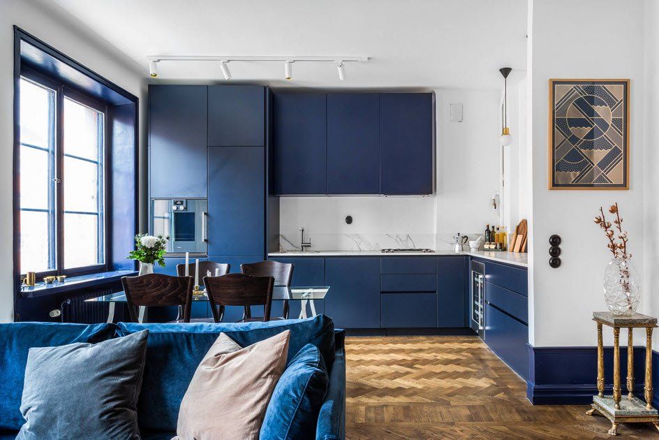 Синяя мебель для интерьера квартиры