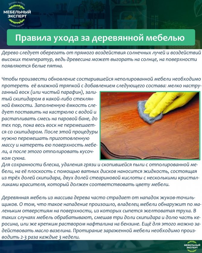 Уход за мебелью из массива: основные принципы, прочитайте советы - mebel.ru
